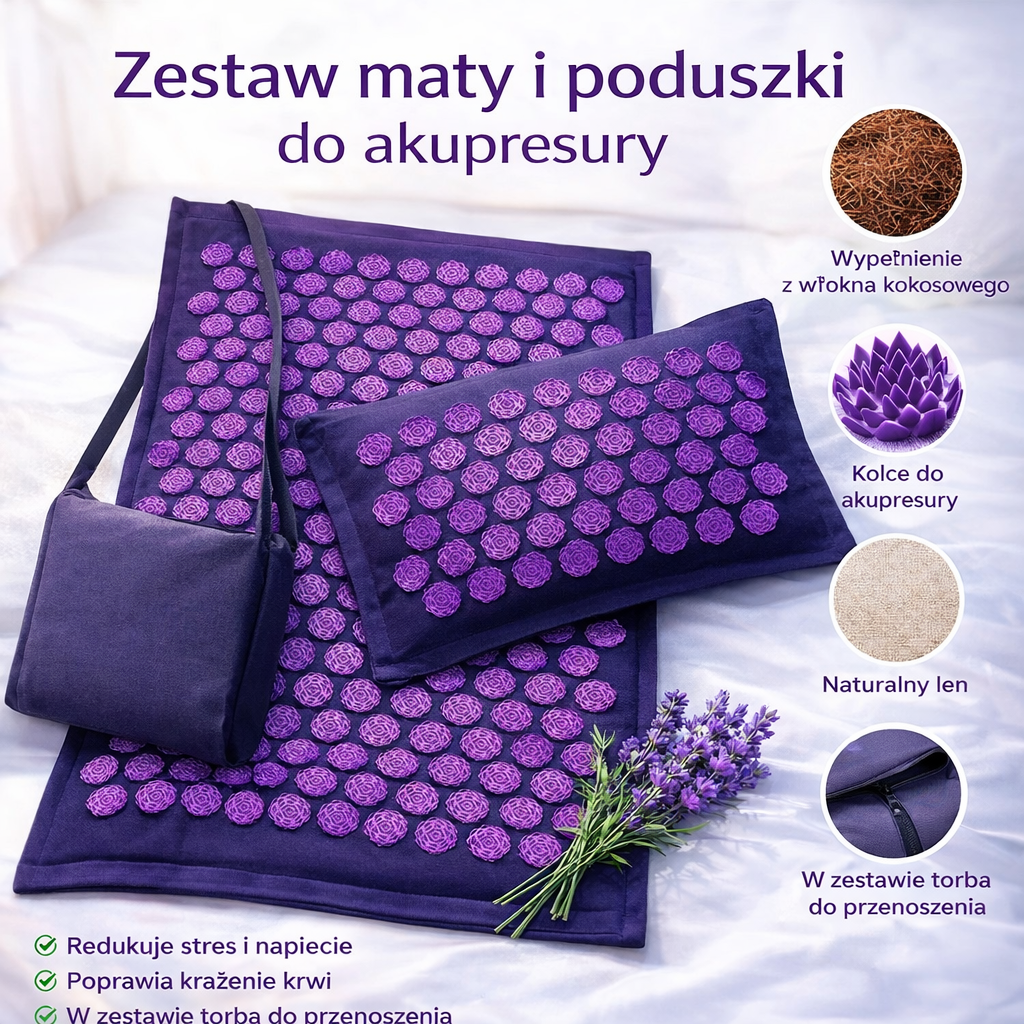 Mata z Kolcami do Akupresury z Poduszką